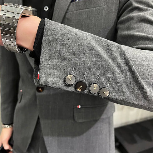 Men's Two-Piece Wedding Suit Business Casual Ensemble with Trousers