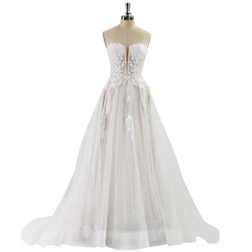Sparkling Lace Sweetheart Wedding Dress for Women - Elegant Bridal Gown A-Line