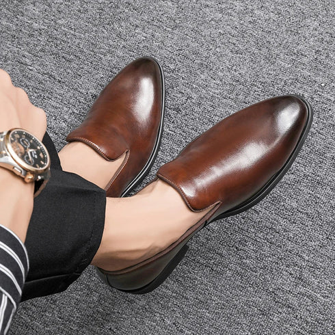 Business Formal Slip-On Leather Shoes for Men Dress Fashion Oxford Moccasins