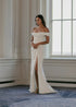 Simple Off The Shoulder Satin Mermaid Wedding Dress Side Slit