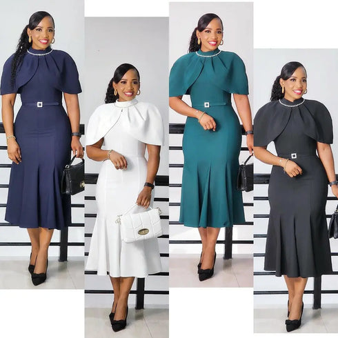 Elegant Church Dresses for Women Mermaid Cap Sleeves Modest Gowns