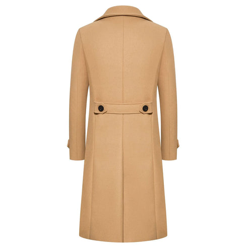 Chic Unisex Long Wool Coat for Autumn: Elegant Double-Breasted Windbreaker Jacket Perfect for Casual Daily Wear and All-Match Style