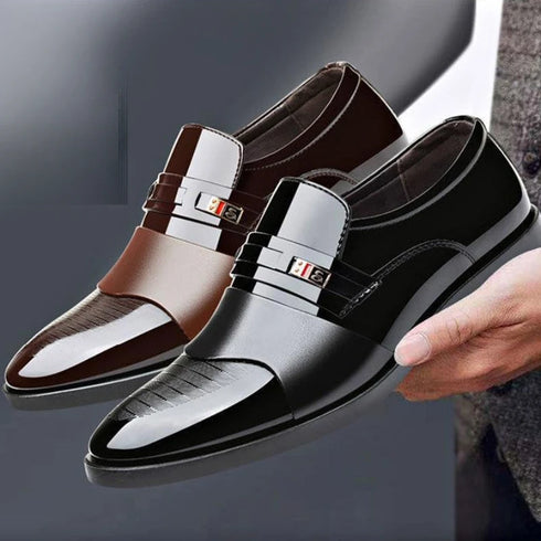 Fashionable PU Leather Slip On Formal Shoes for Men Elegant Business Casual Footwear