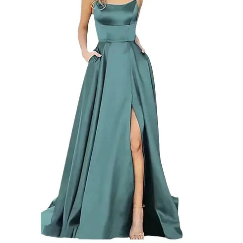 Strapless Satin Ball Gown With Train For Formal Banquet Evening Wedding Dress Silhouette Classic