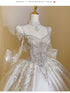Sweet Square Collar Satin Wedding Dress Plus Size Ball Gown