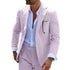 Summer Stripe Men Suit 2 Piece Seersucker Notched Lapel Jacket Pants Casual Blazer Slim Fit