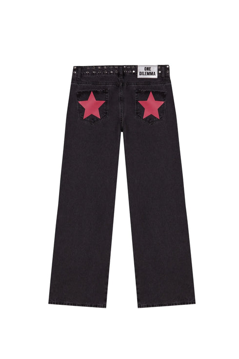 Baggy Jeans For Women With Stars Print Hip Hop Streetwear Style Loose Fit Denim Jeans