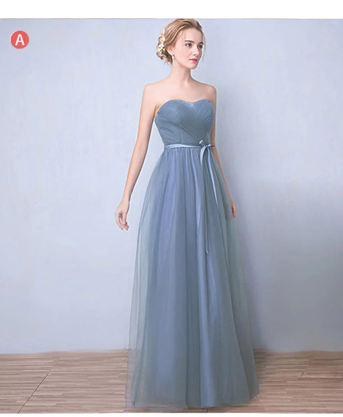 Elegant Sleeveless Tulle A-Line Bridesmaid Dress With Satin Belt And Lace Up Bow For Weddings