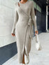 Women Knitting Loungewear Maxi Dress Autumn Winter Party Dress