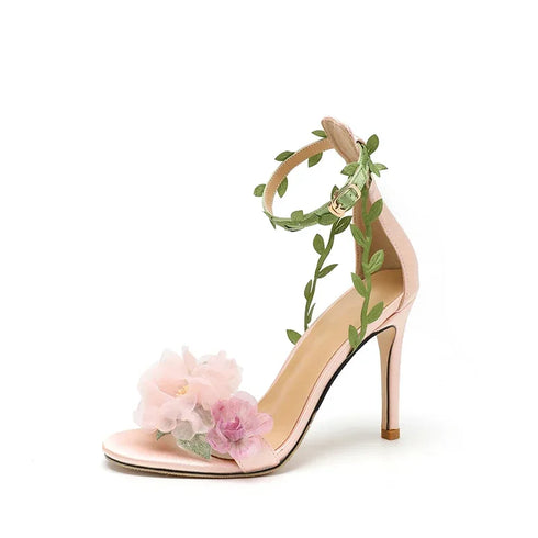 Elegant Floral Lace-Up Sandals for Special Occasions
