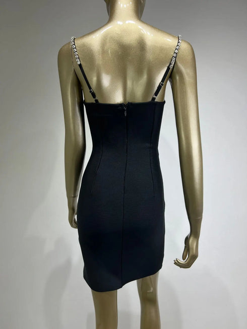 Women Summer Sexy V Neck Beaded Mini Bodycon Dress Evening Club Party Dress