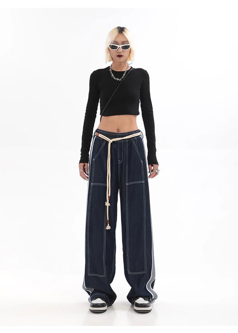 Womens Baggy Denim Jeans - High Waist Straight Leg Streetwear Trousers for Effortless Fall Outfits with Jeans, Perfect for Any Season