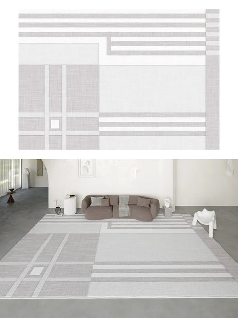 Artistic Luxury Large Living Room Carpet Comfortable Soft Bedroom Rug Minimalist Design