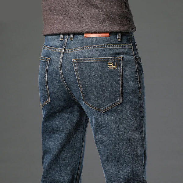 Men's Cotton Stretch Slim Jeans Straight Version Business Fashion Denim Pants