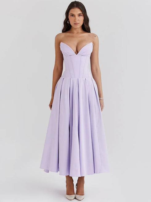 Mingmingxi Summer Strapless Bodycon Dresses Women Elegant Party Dresses