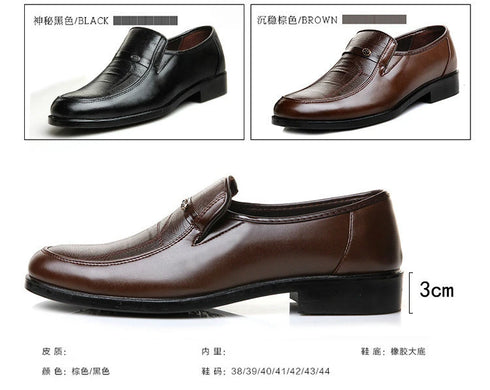 Stylish Men's Business Leather Dress Shoes for Office and Formal Occasions - Breathable Round Toe Slip-On Flats for Work, Parties, and Weddings