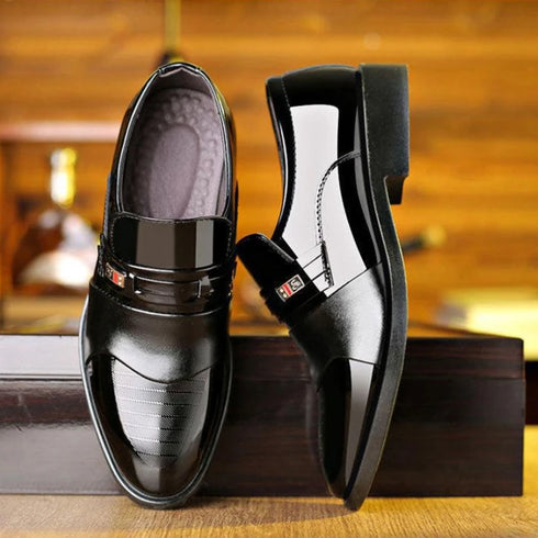 Fashionable PU Leather Slip On Formal Shoes for Men Elegant Business Casual Footwear