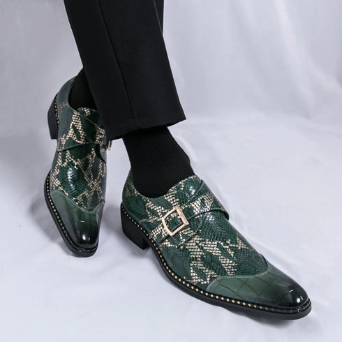 Elegant Handmade Oxford Dress Shoes for Men – Luxury Formal Leather Wedding Party Footwear with Buckle Strap and Pointed Toe Design