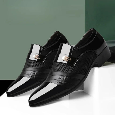 Classic Leather Oxfords for Men - Elegant Slip-On Dress Shoes for Business, Office, and Formal Occasions - Fashionable Loafers for Parties and Career Events