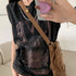 Gothic Punk Women's Distressed Sleeveless Tank Top - Stylish Y2K Streetwear for Summer with Unique Print Design