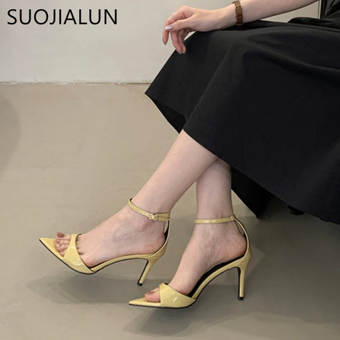 Pointed Toe Ankle Strap Gladiator Heels For Women Sandal
