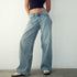 Y2K Inspired Wide Leg Denim Pants for Women - Trendy Low Waist Jeans with Multi Pockets Perfect for Summer Streetwear and Fall Outfits
