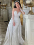 Customized Sheer Neck Beading Mermaid Wedding Dress Illusion Long Sleeve Luxury Bridal Gown