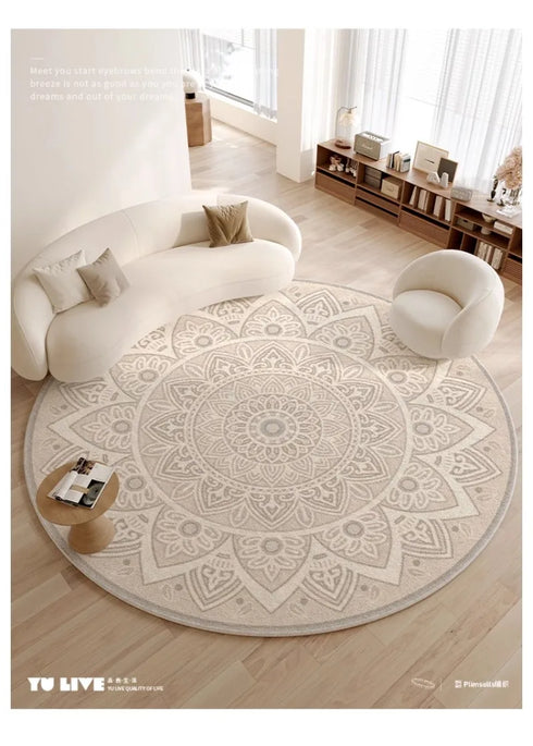 Light Luxury Round Large Area Carpet for Living Room and Bedroom Rug
