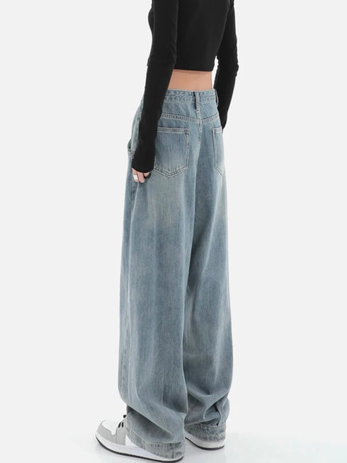Casual Wide Leg Jeans for Women - Trendy Harajuku Punk Denim Cargo Pants for Effortless Streetwear Style, Perfect for Fall Outfits and Homecoming Events