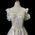 Vintage Lace Wedding Dress Ball Gown With Beading And Pearls Boat Neck Floral Embellishments