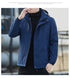 Plush Waterproof Autumn Winter Jacket for Men - Casual Windproof Coat with Detachable Hood and Rib Sleeves, Perfect for Daily Wear and Spring Cotton Comfort