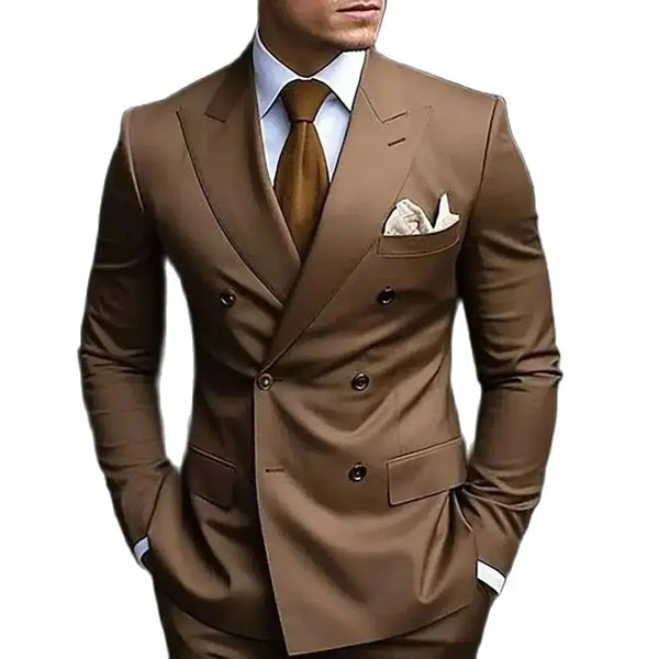Bespoke Double Breasted Wedding Suit Slim Fit Blazer Pants