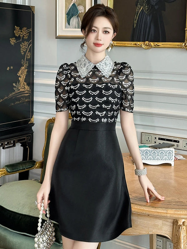 Summer Sweet Black Formal Occasion Short Dress Women Clothes Elegant Luxury A-Line Mini Party Prom Dresses