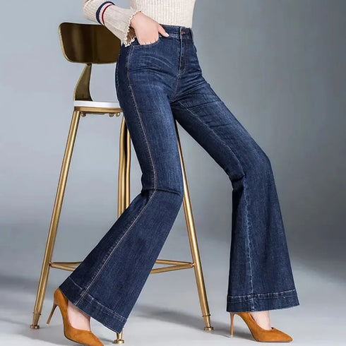 Autumn Winter Women’s Wide Leg Flare Jeans – High Waist Denim Trousers for Casual Fall Outfits and Styling Ideas