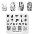 Nature-Inspired Nail Art Stamping Plate - Stainless Steel DIY Manicure Tool with Leaf and Umbrella Patterns for Stunning Nail Designs