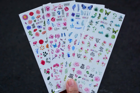 12 Floral Patterns Summer Nail Water Decals - Daffodils, Lilies, and Tulips for Stunning Nail Art Transfers and DIY Manicure Accessories