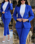 Elegant Women's 2 Piece Casual Business Blazer and Pants Set - Double Breasted Formal Suit for Middle Age Ladies, Spring/Summer Fashion, Ankle-Length Pencil Pants, Slim Fit, High Waist Design