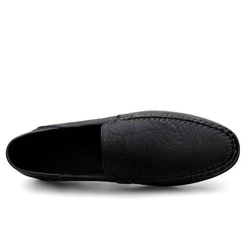 Luxury Genuine Leather Men's Casual Slip-On Loafers, Italian Moccasins, Breathable and Comfortable Boat Shoes in Plus Sizes 46 and 47