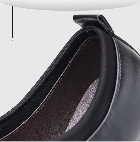 Luxurious Men's Leather Oxfords - Breathable Formal Dress Shoes for Office, Weddings, and Daily Wear, Elegant Slip-On Moccasins with Rubber Outsole