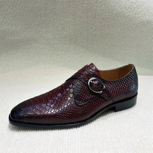 Men's Classic Cow Leather Brogue Shoes Lace-Up Pointed Toe Footwear