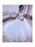 Elegant Summer Long Sleeve Wedding Dresses Lace Ball Gown
