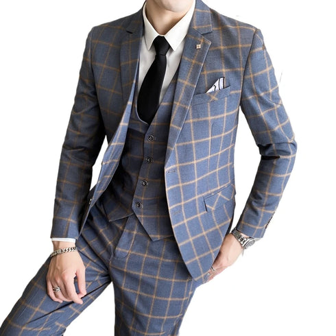 Men's Business Casual Suit Set Blazer Vest Pants Fashionable Slim Fit for Weddings and Work