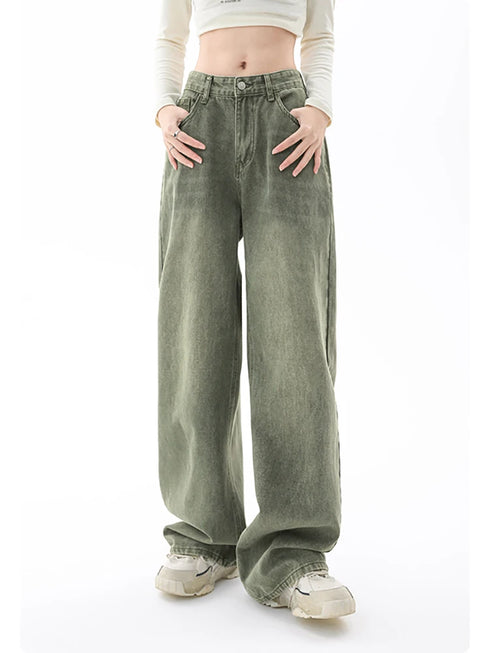 Chic High Waist Loose Straight Leg Women's Jeans for Effortless Streetwear Style - Ideal for Casual Y2K Fashion and Fall Outfit Inspiration