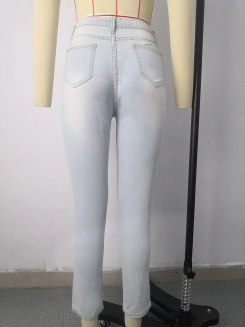 Casual Slim Fit High Waist Elastic Denim Pencil Pants for Women - Perfect for Fall Outfits with Jeans in All Seasons, S-3XL Sizes Available