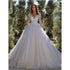 Modern Glitter Tulle Wedding Dresses Long Sleeves V Neck Bridal Gowns for Bride
