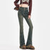 Ripped High Waist Flared Jeans For Women Retro Denim Trousers Casual Street Style Classic Fit
