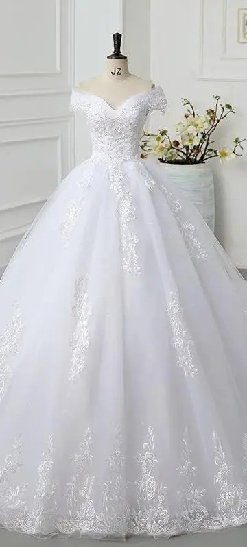 Maria Novia Off The Shoulder Princess Sweetheart Wedding Dress For Women Glitter Vintage Bride Bridal