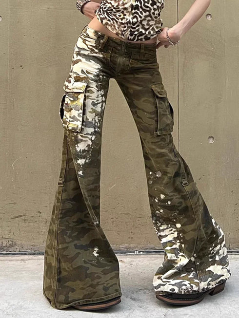 Camouflage Jeans Women Y2K Hip Hop Vintage High Waisted Denim Pants