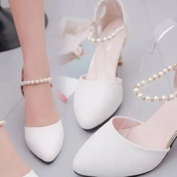 Comemore Women Comfortable Stilettos Middle Heel Wedding Pumps