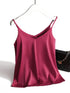 Spaghetti Strap Satin Silk Tank Top Women Sleeveless Halter V Neck Camisole Summer Casual Cami